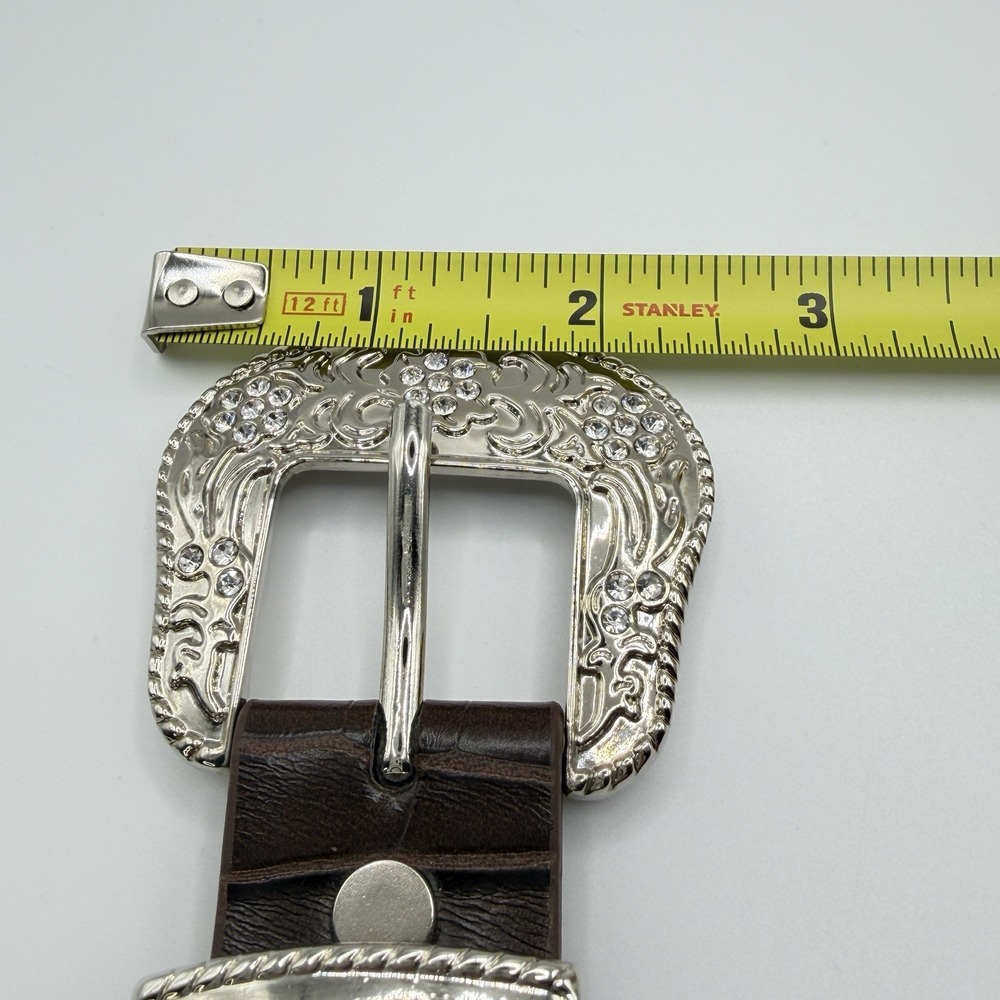 Girl's Small 24" Ranch Brown Lace, Crystal And Stud Genuine Leather Western Belt - Picture 10 of 10